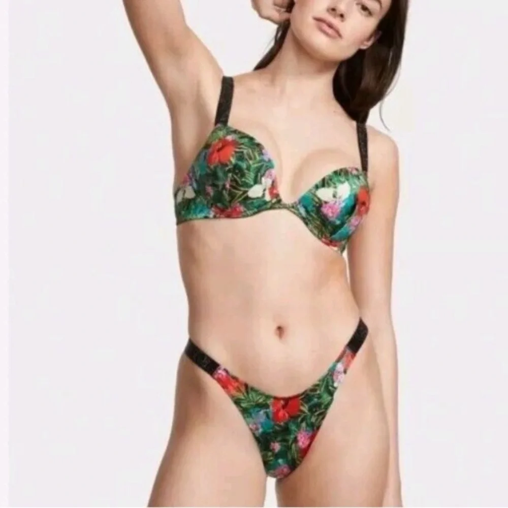 New! SET Victoria’s Secret bombshell tropical shine strap bikini 4752